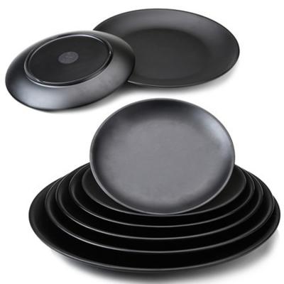 China Party Sustainable Plastic Plate Round Plastic Black Plates for sale