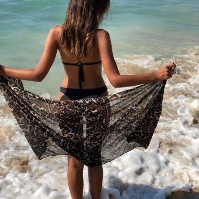 China 2020 Customized Women Anti-UV Swimsuits With Cover Ups Leopard Printed Sarongs for sale