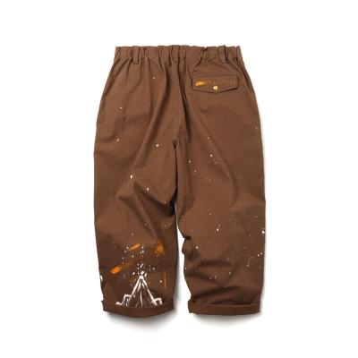 China Gallery Department Sustainable Jeans Spliced ​​Vintage Cargo Pants Painted Brown Pants Mens Cargo for sale