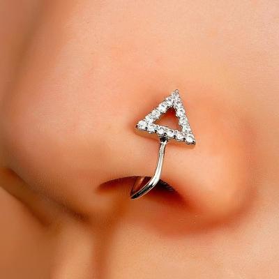 China FASHIONABLE Geometric U Shaped Nail Stud Nose Ring Zircon Zircon Jewelry Stingless Spike Jewelry For Women for sale