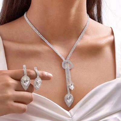 China TRENDY Bridal Jewelry Set Rhinestone Necklace Earrings Set For Women Wedding Dinner Jewelry Necklaces for sale