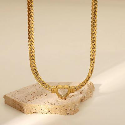 China Europe and America charming stainless steel personality snake bone chain necklace women Cuba link chain trend heart-shaped jewelry for sale