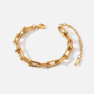 China Fashion Anti-allergic Design Single Layer Stainless Steel Bracelet 18k Gold Plated Thick Chain Bracelet For Women Jewelry for sale