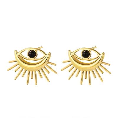 China FASHIONABLE Luxury Natural Stone Stainless Steel Personality Devil Earrings Gold Plated Stud Earrings For Women Girls for sale