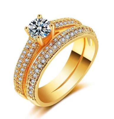 China Hot selling fashion engagement rings women accessories jewelry micro ring simulation zircon wedding ring costume jewelry set for sale