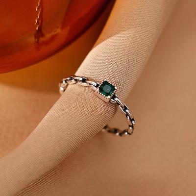 China Fancy jewelry S925 fashion jewelry square chain women adjustable ring women's sterling silver diamond version design zircon index finger ring. for sale