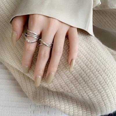 China Retro Cross Index Ring Costume Jewelry Women Sterling Silver Line Fashion Simple Multilayer Winding Open Rings Girls for sale