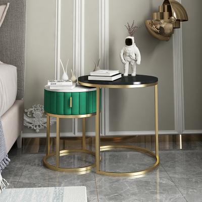 China Bedside table night stand luxury marble (the other) side adjustable white bed table bed with drawers for sale