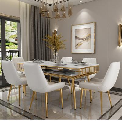 China White Marble Dining Table (Other) Style Dining Room Furniture Set Nordic Adjustable Metal Specific Hardware Use for sale