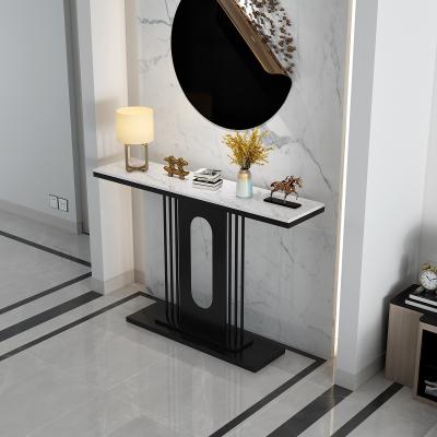 China Wholesale Convertible Side Entry Console Stainless Steel Table Black Marble Console Table for sale