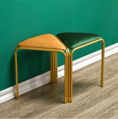 China No Rust Iron Fashionable Sofa Stool Contracted Originality Triangle Velvet Stool for sale