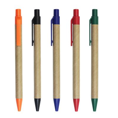 China office & Wholesale Stationery Oil Polish Pen Push Ball Point School Pen Customized New ABS Environmental Protection Packaging Paper Tube for sale