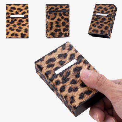 China Protective Case Leopard Fashion Leather Cigarette Box For Women Men Smoking Accessories Button Design 4 Colors for sale