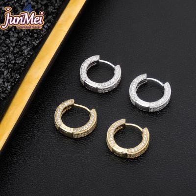 China JUNMEI FASHIONABLE Zircon Diamond Hoop Earrings Gold Hoop Earrings Gold Plated Silver Stainless Steel Hoop Earring For Women Men for sale