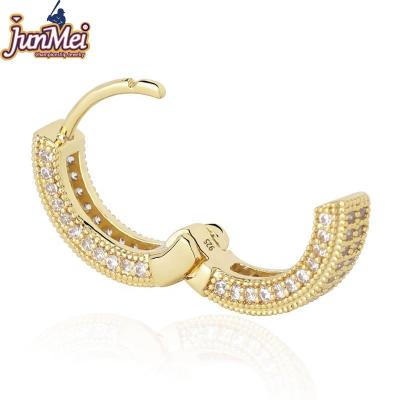 China JUNMEI 2022 New Trendy Fashion Silver Zircon Diamond Hoop Earrings For Women Mens for sale