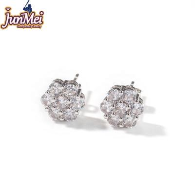 China JUNMEI Factory Wholesale 925 FASHIONABLE Zircon Diamond Stud Earrings Silver Plated Brass Jewelry Earrings for sale