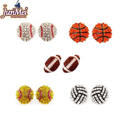 China JUNMEI Environmentally Friendly Sports Stainless Steel Women's Alloys Basketball Diamond Stud Earrings Earring Stud Earring Baseball For Men for sale