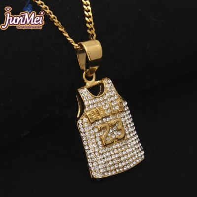 China JUNMEI CLASSIC Sports NBAA Bulls Jewelry Accessory Stainless Steel Diamond Pendant With Free Cuban Necklace Chain for sale