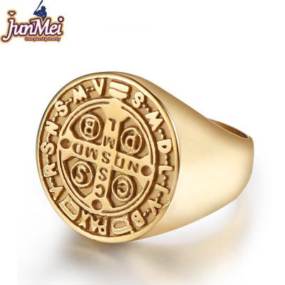 China High Quality JUNMEI Ready Running Jewelry Stainless Steel Cross Rings For Men for sale