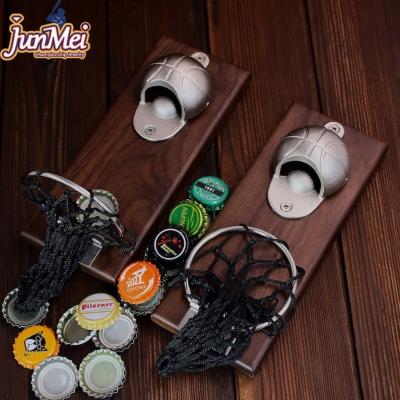 China Fashion Decoration JUNMEI Beer Bottle Opener Customized 3D Fridge Magnet Wooden Bottle Opener for sale