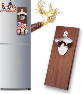 China New Fashion Decoration JUNMEI 2022 New Fashion Customized Fridge Magnets Wooden Bar Bottle Opener for sale