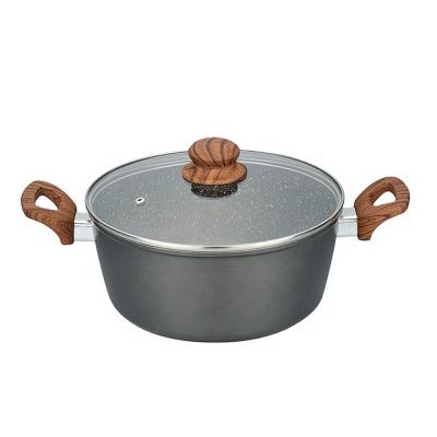 China FORGED NON-STICK COATING COOKER / ALUMINUM MARBLE POT viable 20/22/24/26/28 cm NUTRITION SOUP for sale