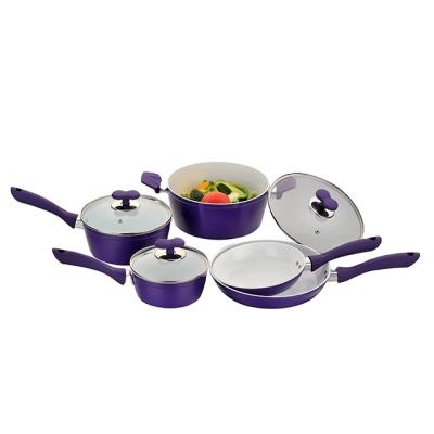 China Durable Non Induction Aluminum Kitchen Stick Coating Forged Ceramic Cookware Sets for sale