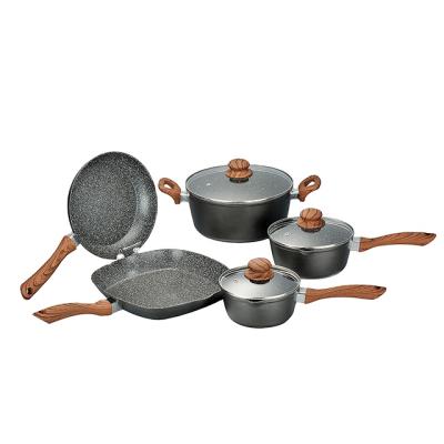 China Sustainable 8pcs forged non stick marble cookware set for sale