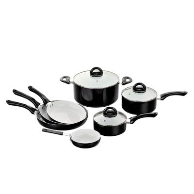 China Sustainable Aluminum Basics White Ceramic Nonstick Cookware Set Pots And Pans 10 Piece Set for sale