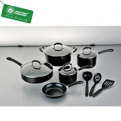 China Durable High Quality Aluminum Non Stick Cookware Set With Nylon Shovel for sale