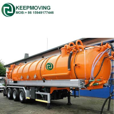 China Truck Trailer 3-Axle 5500US Gallon Stainless Steel Oil Mud Vacuum Suction Tanker Semi Trailer for sale