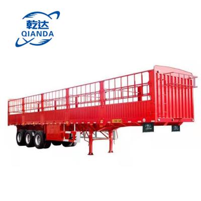 China Truck trailer exclusively for exporting three-axle four-axle barrier semi-trailer side wall barrier cargo trailer for sale in Africa for sale