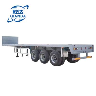 China 40 ft container flatbed truck trailer three axle semi used flatbed trailer for sale for sale