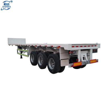 China New low flat bed flat bed tractor trailer 4 axles 4 axles trailer 3 container flatbed trailer truck trailer for sale