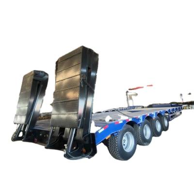 China Truck Trailer Used 3 Axle 80 Ton Heavy Equipment Low Haul Flat Semi Trailer for sale