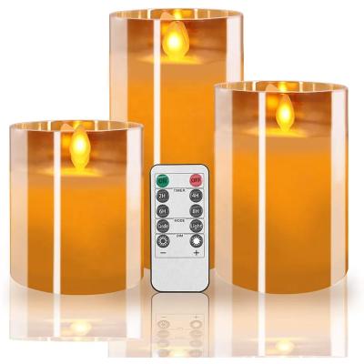 China Gray Christmas White Light Halloween Wax Night Lamp Holiday Atmosphere LED Flameless Candle Flip Light Glass Electronic LED Candle Light for sale