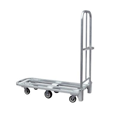 China Aluminum 6 Wheel Strong Flat Transfer Cart Adjustable L Bearing Transport Cart For Chiller And Freezers for sale