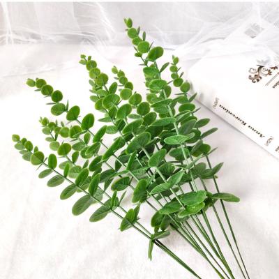 China Durable Waterproof Plastic Greenery Plastic Foliage Arrangement Simulation Flower Decoration Artificial Eucalyptus Leaves For Garden Decor for sale