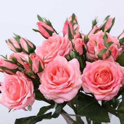 China High Quality Bulk Real Touch Fashional Artificial Flowers Fake 3head White Red Roses Roses Flowers For Home Wedding Decoration for sale