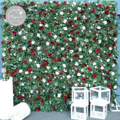 China Wedding Custom 3D Fabric Wall Decoration Artificial Flower Wall Green Plants Panel Wedding Backdrop Wedding Party Backdrop Decor Home Decorative Wedding Party for sale