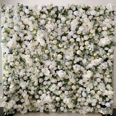 China Fashional Artificial Flowers Cheap Decorative Flowers Wedding Decor 3d White Pink Purple Red Flower Rose Artificial Silk Wrap Flower Wall Panel Backdrop for sale