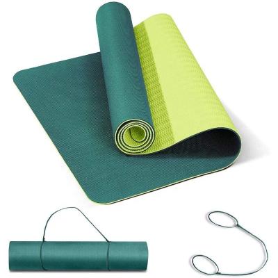 China Non Slip Non Slip Tape Yoga Mats with Carry Strap Eco Friendly Workout for Yoga Pilates and Floor Exercise Thick Fitness Yoga Mats for sale