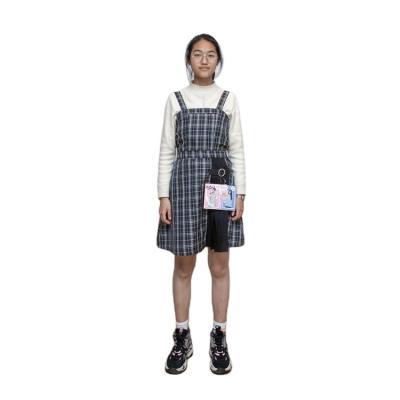 China Girls Suspender Dress Breathable Kids Tie Up Dress Kids Overall Skirt Plaid Sleeveless Dress for sale