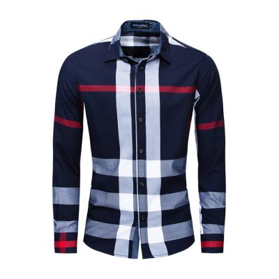 China Men's Anti-Shrink Cotton Casual Plus Size Plaid Shirt for sale