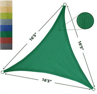 China GREEN COLOR PROTECTION HDPE SHADE SAIL Durable OUTDOOR UV TRIANGLE 5M SIZE Shade Sail for sale