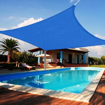 China Blue Durable 3.6m*3.6m Yard HDPE Pools 100% HDPE Raw Shade Sail Waterproof Outdoor Sun Sail for sale