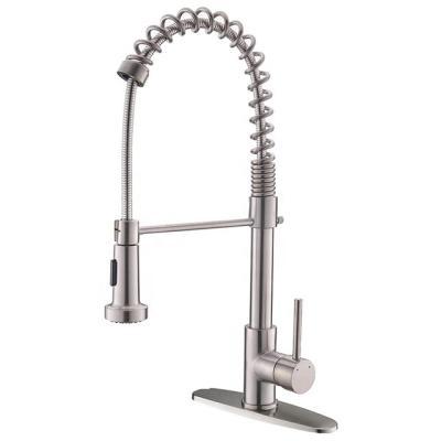 China Commercial Sense Faucets High Arc Single Handle Stainless Steel Nickel Brushed Kitchen Faucet for sale