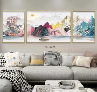 China Custom Impressionist Interior Decoration Mountains-And-Waters Painting Hanging Art Wall Painting Set Decor for sale