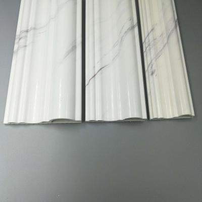 China Artistic PVC Plinth Ceilings 80mm European White Marble Effect Height Decorative PVC Skirting Board for sale