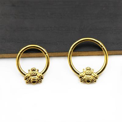 China New FASHIONABLE Small Style Stainless Steel Bee Nose Septum Cast Ring Body Jewelry Clicker Ring for sale